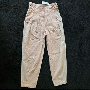 NWT Moon River High-Waisted Beige Pegged Pants Size Small